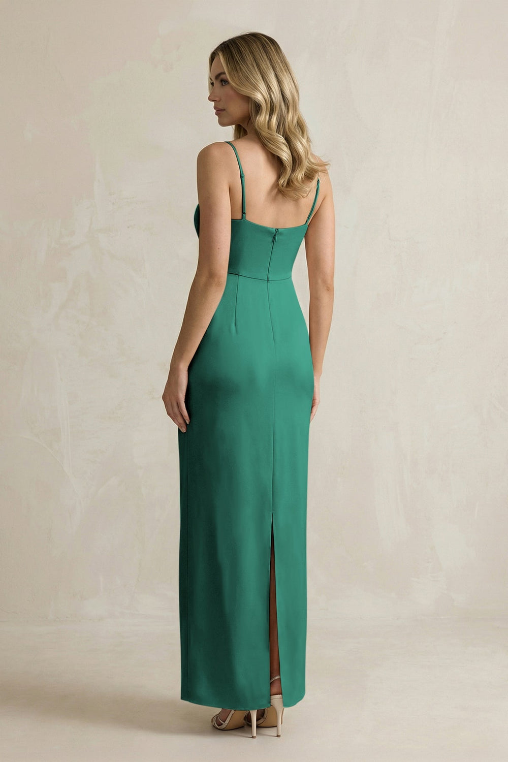 Sheath Spaghetti Straps Satin Bridesmaid Dress in Dark Green - KISS BRIDAL Bridesmaid Dresses