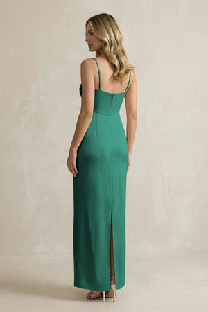 Sheath Spaghetti Straps Satin Bridesmaid Dress in Dark Green - KISS BRIDAL Bridesmaid Dresses