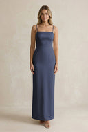 Sheath Spaghetti Straps Satin Bridesmaid Dress in Dark Navy - KISS BRIDAL Bridesmaid Dresses