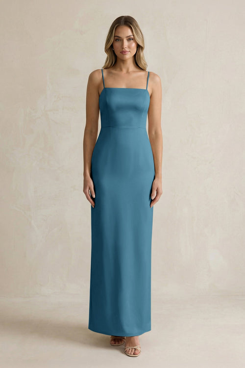Sheath Spaghetti Straps Satin Bridesmaid Dress in Dark Teal - KISS BRIDAL Bridesmaid Dresses