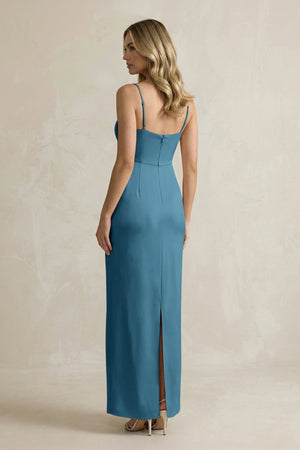 Sheath Spaghetti Straps Satin Bridesmaid Dress in Dark Teal - KISS BRIDAL Bridesmaid Dresses