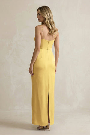 Sheath Spaghetti Straps Satin Bridesmaid Dress in Gold - KISS BRIDAL Bridesmaid Dresses