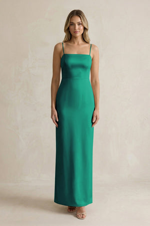 Sheath Spaghetti Straps Satin Bridesmaid Dress in Green - KISS BRIDAL Bridesmaid Dresses