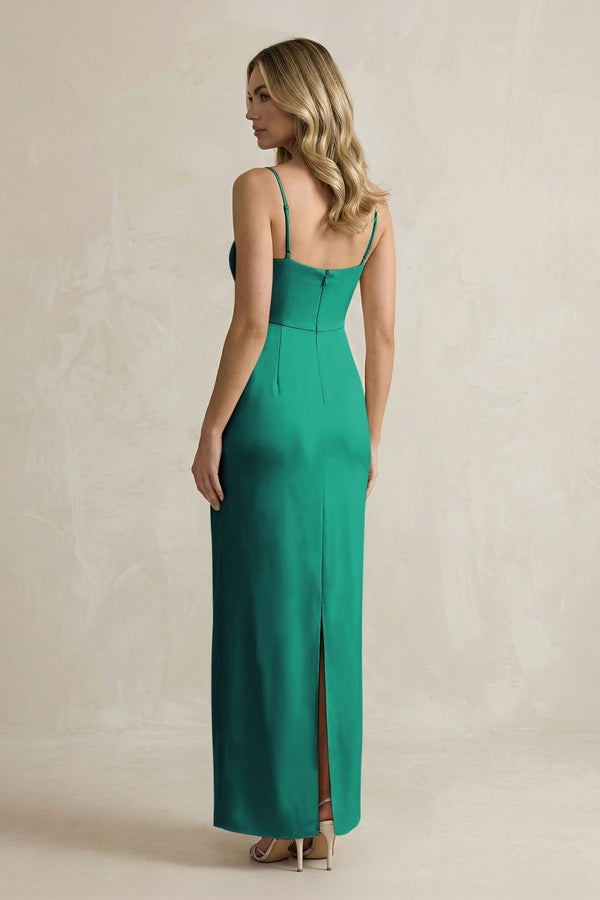 Sheath Spaghetti Straps Satin Bridesmaid Dress in Green - KISS BRIDAL Bridesmaid Dresses