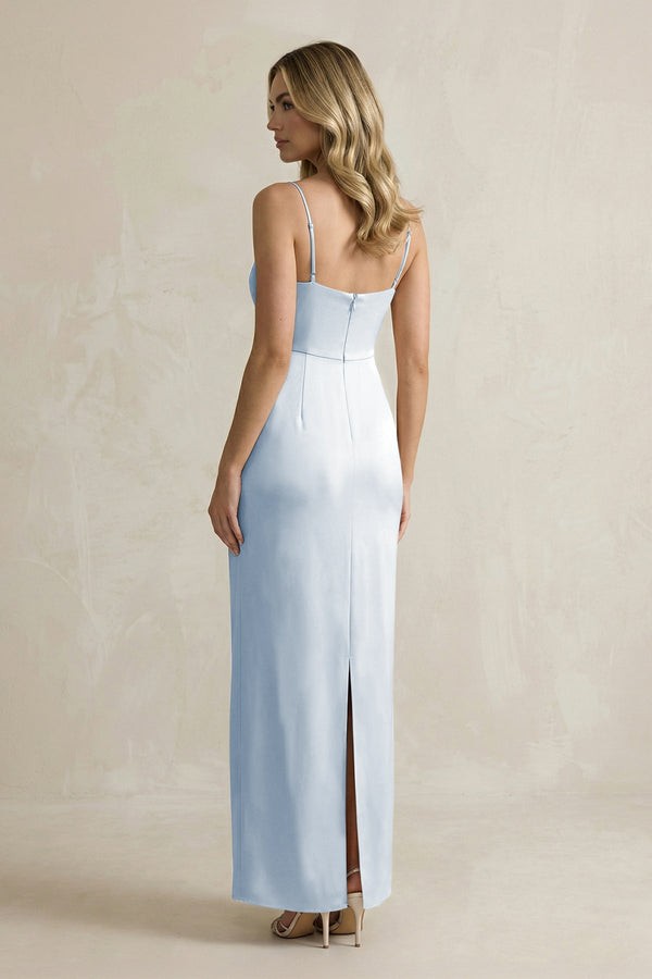 Sheath Spaghetti Straps Satin Bridesmaid Dress in Ice - KISS BRIDAL Bridesmaid Dresses