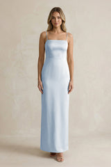 Sheath Spaghetti Straps Satin Bridesmaid Dress in Ice - KISS BRIDAL Bridesmaid Dresses