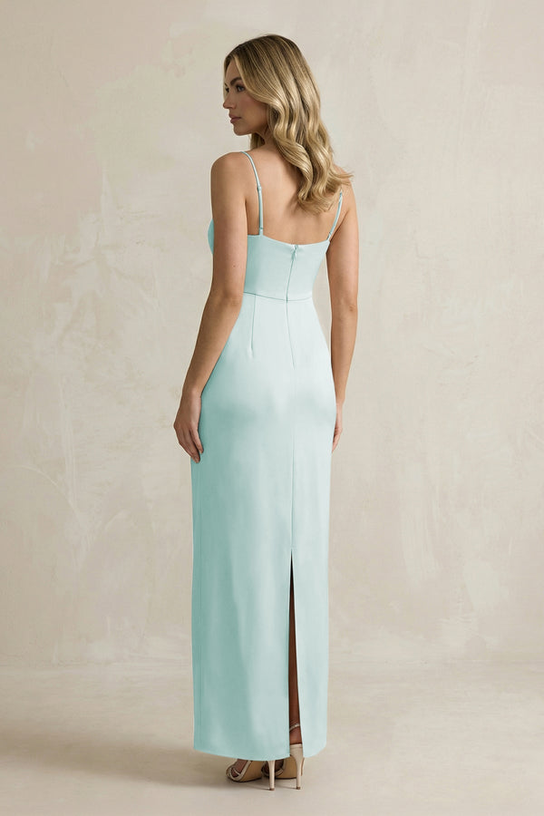 Sheath Spaghetti Straps Satin Bridesmaid Dress in Mist - KISS BRIDAL Bridesmaid Dresses