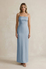 Sheath Spaghetti Straps Satin Bridesmaid Dress in Neptune - KISS BRIDAL Bridesmaid Dresses