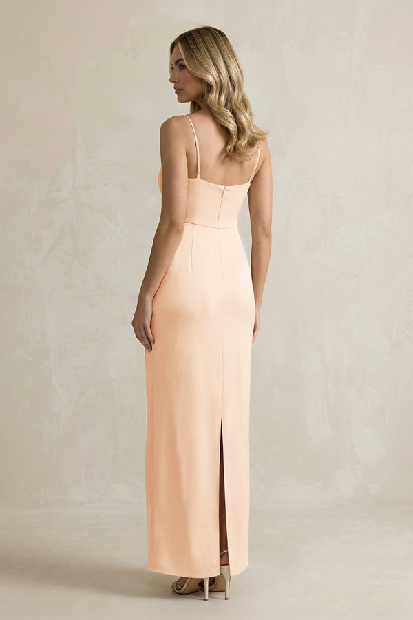 Sheath Spaghetti Straps Satin Bridesmaid Dress in Pale Blush - KISS BRIDAL Bridesmaid Dresses