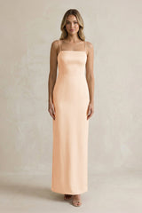 Sheath Spaghetti Straps Satin Bridesmaid Dress in Pale Blush - KISS BRIDAL Bridesmaid Dresses