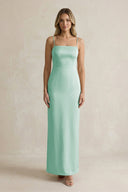 Sheath Spaghetti Straps Satin Bridesmaid Dress in Pale Pistachio - KISS BRIDAL Bridesmaid Dresses