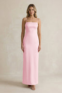 Sheath Spaghetti Straps Satin Bridesmaid Dress in Pink - KISS BRIDAL Bridesmaid Dresses