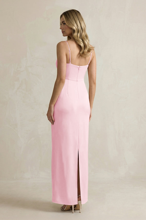 Sheath Spaghetti Straps Satin Bridesmaid Dress in Pink - KISS BRIDAL Bridesmaid Dresses