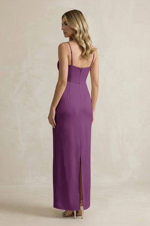 Sheath Spaghetti Straps Satin Bridesmaid Dress in Plum - KISS BRIDAL Bridesmaid Dresses