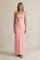 Sheath Spaghetti Straps Satin Bridesmaid Dress in Rosette - KISS BRIDAL Bridesmaid Dresses