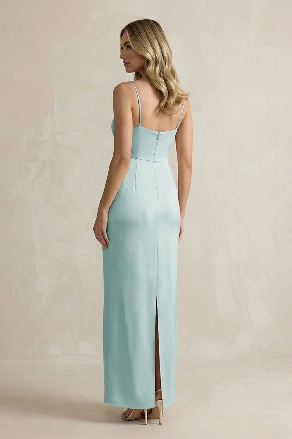 Sheath Spaghetti Straps Satin Bridesmaid Dress in Sage - KISS BRIDAL Bridesmaid Dresses