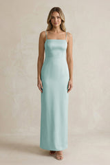 Sheath Spaghetti Straps Satin Bridesmaid Dress in Sage - KISS BRIDAL Bridesmaid Dresses