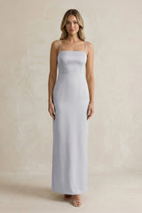 Sheath Spaghetti Straps Satin Bridesmaid Dress in Silver - KISS BRIDAL Bridesmaid Dresses