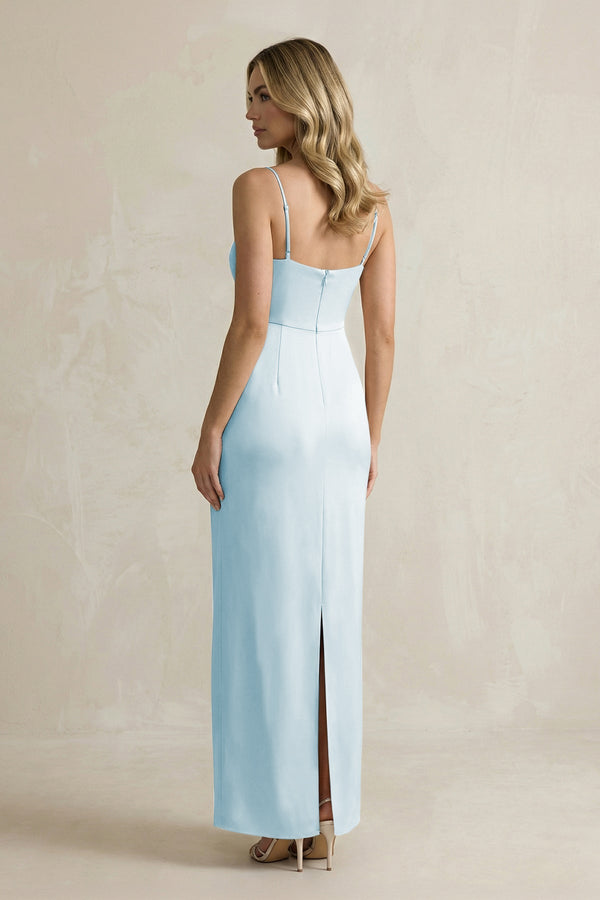 Sheath Spaghetti Straps Satin Bridesmaid Dress in Sky Blue - KISS BRIDAL Bridesmaid Dresses