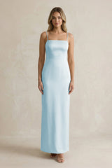 Sheath Spaghetti Straps Satin Bridesmaid Dress in Sky Blue - KISS BRIDAL Bridesmaid Dresses