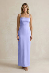 Sheath Spaghetti Straps Satin Bridesmaid Dress in Steel Blue - KISS BRIDAL Bridesmaid Dresses