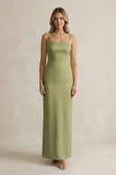 Sheath Spaghetti Straps Satin Bridesmaid Dress in Thyme - KISS BRIDAL Bridesmaid Dresses