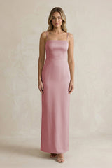 Sheath Spaghetti Straps Satin Bridesmaid Dress in Toffee - KISS BRIDAL Bridesmaid Dresses