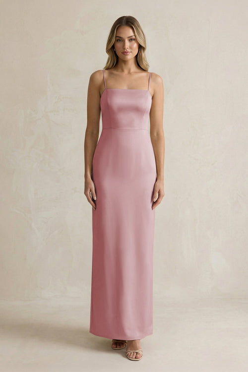 Sheath Spaghetti Straps Satin Bridesmaid Dress in Toffee - KISS BRIDAL Bridesmaid Dresses