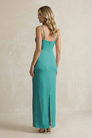 Sheath Spaghetti Straps Satin Bridesmaid Dress in Turquoise - KISS BRIDAL Bridesmaid Dresses