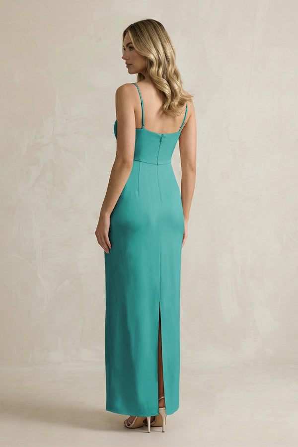 Sheath Spaghetti Straps Satin Bridesmaid Dress in Turquoise - KISS BRIDAL Bridesmaid Dresses