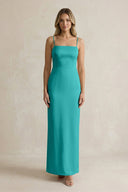 Sheath Spaghetti Straps Satin Bridesmaid Dress in Turquoise - KISS BRIDAL Bridesmaid Dresses
