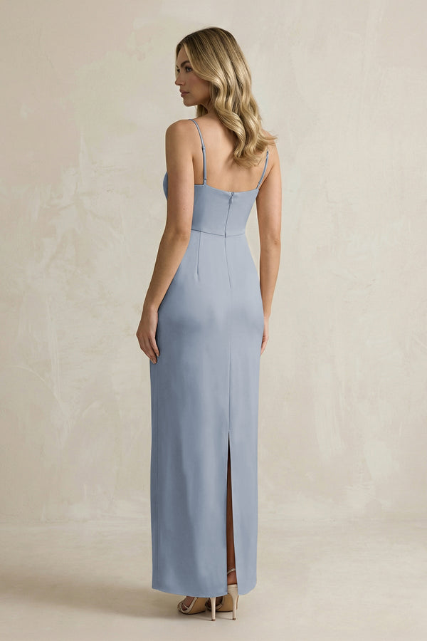Sheath Spaghetti Straps Satin Bridesmaid Dress in Twilight - KISS BRIDAL Bridesmaid Dresses
