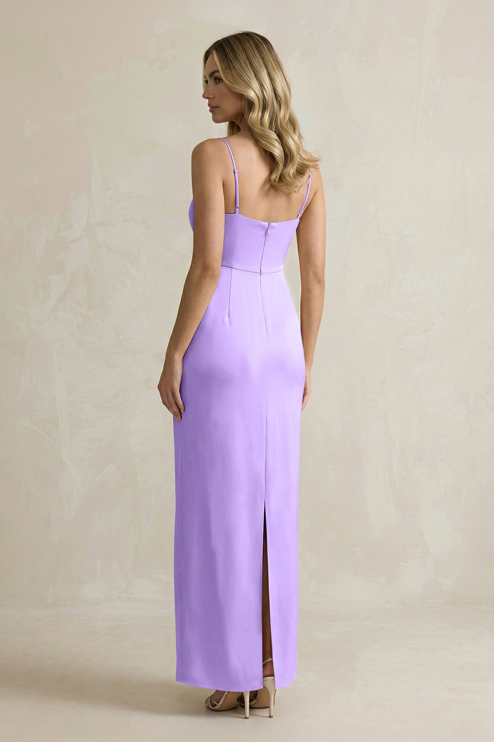 Sheath Spaghetti Straps Satin Bridesmaid Dress in Vintage Mauve - KISS BRIDAL Bridesmaid Dresses