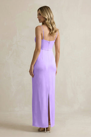 Sheath Spaghetti Straps Satin Bridesmaid Dress in Vintage Mauve - KISS BRIDAL Bridesmaid Dresses