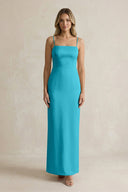 Sheath Spaghetti Straps Satin Bridesmaid Dress in Viridian Green - KISS BRIDAL Bridesmaid Dresses