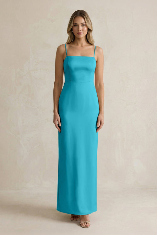 Sheath Spaghetti Straps Satin Bridesmaid Dress in Viridian Green - KISS BRIDAL Bridesmaid Dresses
