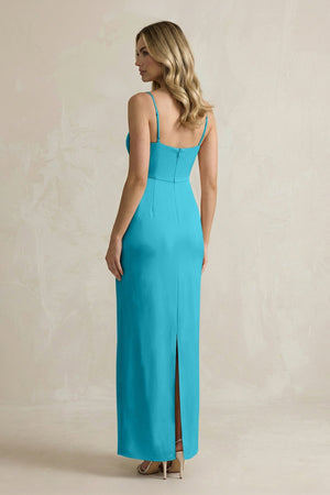 Sheath Spaghetti Straps Satin Bridesmaid Dress in Viridian Green - KISS BRIDAL Bridesmaid Dresses