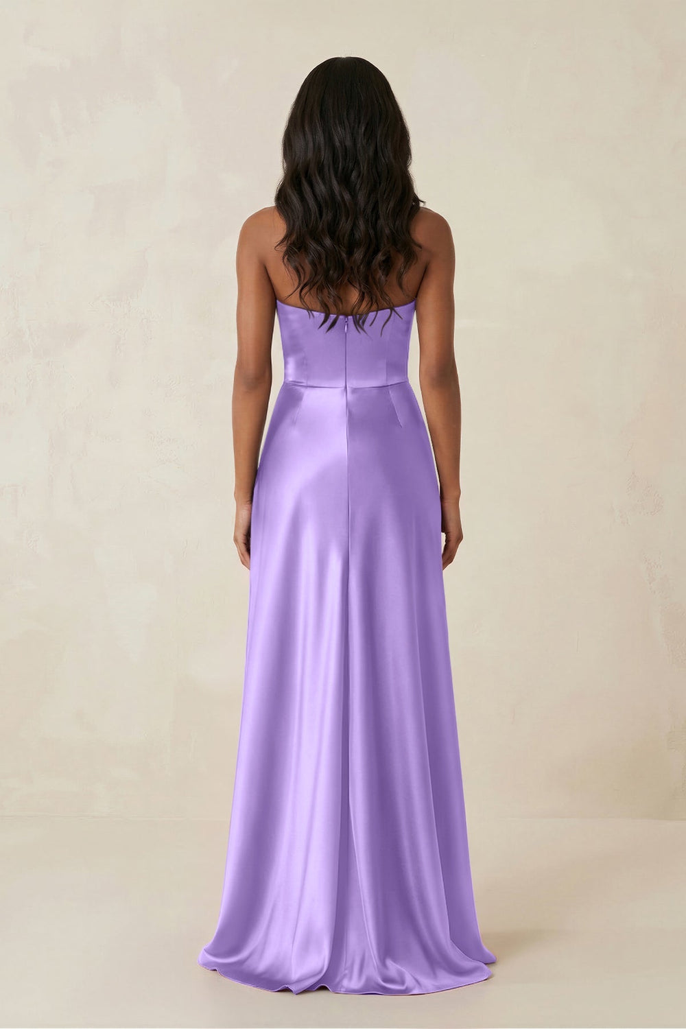Sheath Strapless Ruffled Satin Bridesmaid Dress in Vintage Mauve - KISS BRIDAL Bridesmaid Dresses