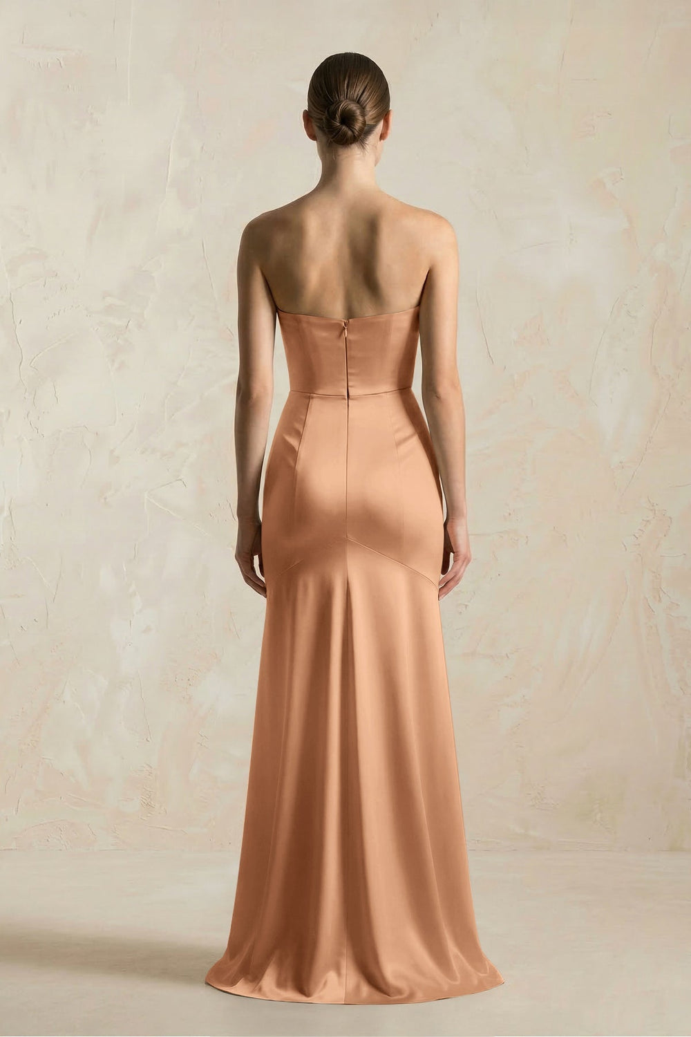 Sheath Sweetheart Corset Satin Bridesmaid Dress in Bronzer - KISS BRIDAL Bridesmaid Dresses