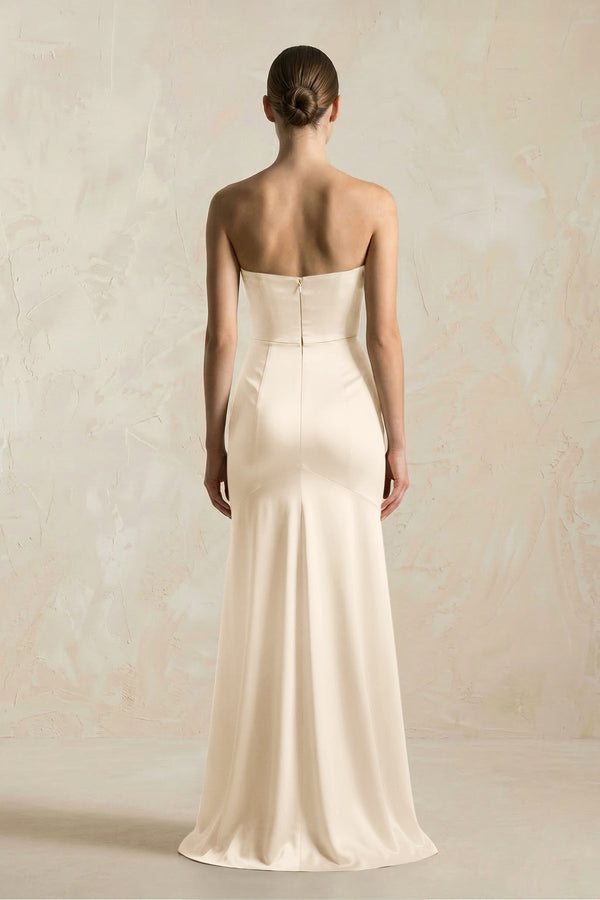 Sheath Sweetheart Corset Satin Bridesmaid Dress in Buttercream - KISS BRIDAL Bridesmaid Dresses