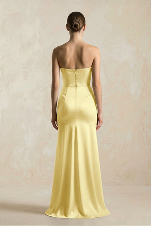 Sheath Sweetheart Corset Satin Bridesmaid Dress in Buttercup - KISS BRIDAL Bridesmaid Dresses