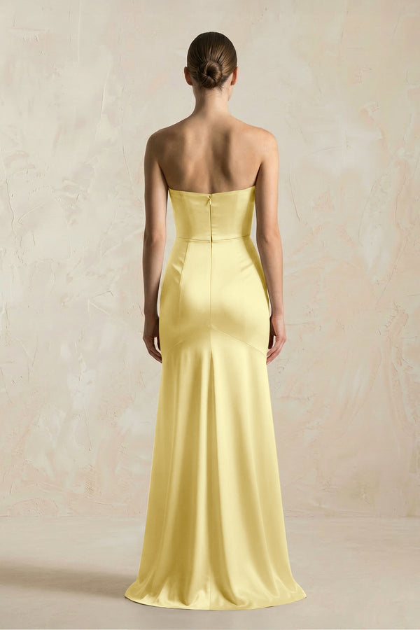 Sheath Sweetheart Corset Satin Bridesmaid Dress in Buttercup - KISS BRIDAL Bridesmaid Dresses