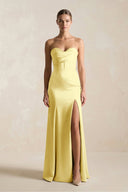 Sheath Sweetheart Corset Satin Bridesmaid Dress in Buttercup - KISS BRIDAL Bridesmaid Dresses