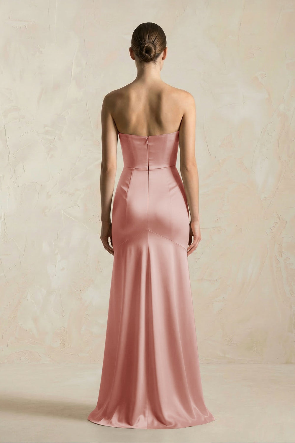 Sheath Sweetheart Corset Satin Bridesmaid Dress in Champagne Rose - KISS BRIDAL Bridesmaid Dresses