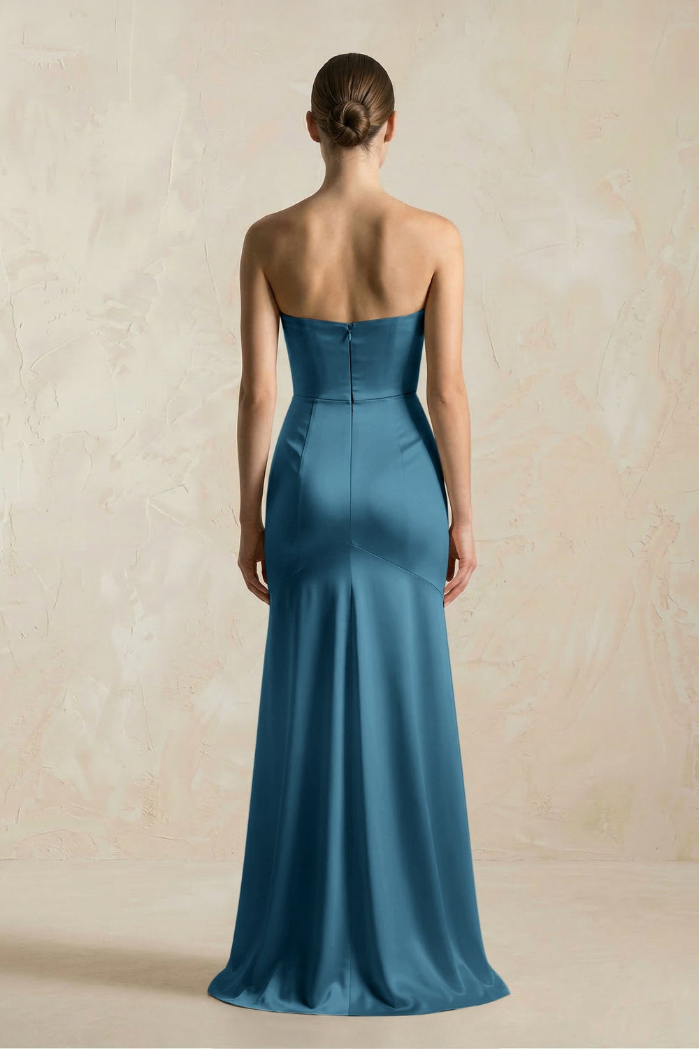 Sheath Sweetheart Corset Satin Bridesmaid Dress in Dark Teal - KISS BRIDAL Bridesmaid Dresses