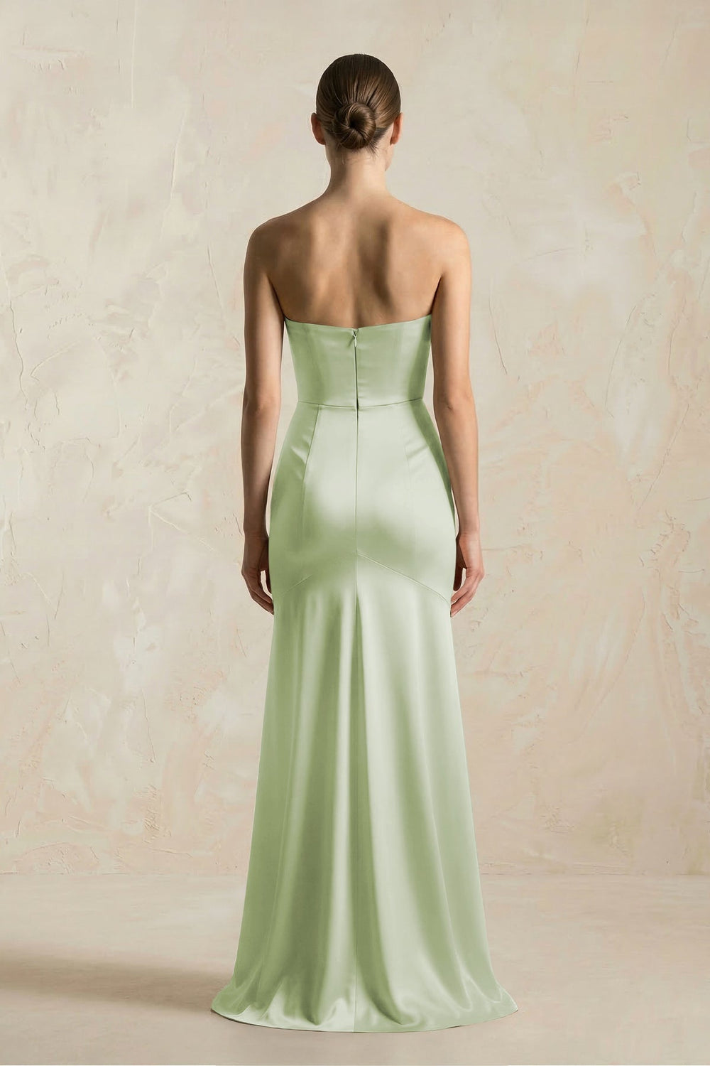 Sheath Sweetheart Corset Satin Bridesmaid Dress in Dusty Sage - KISS BRIDAL Bridesmaid Dresses