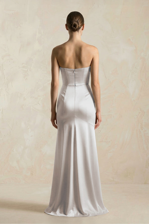 Sheath Sweetheart Corset Satin Bridesmaid Dress in Frost - KISS BRIDAL Bridesmaid Dresses