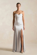 Sheath Sweetheart Corset Satin Bridesmaid Dress in Frost - KISS BRIDAL Bridesmaid Dresses