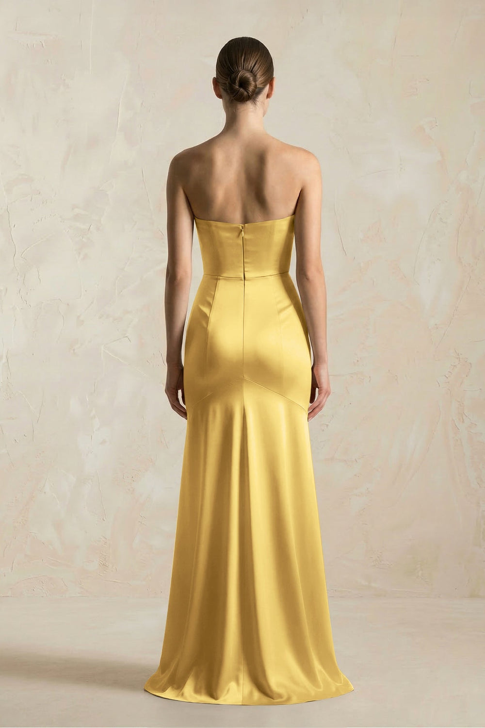 Sheath Sweetheart Corset Satin Bridesmaid Dress in Gold - KISS BRIDAL Bridesmaid Dresses