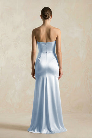Sheath Sweetheart Corset Satin Bridesmaid Dress in Ice - KISS BRIDAL Bridesmaid Dresses